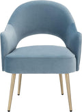 SAFAVIEH Home Collection Dublyn Light Blue Velvet/Gold Accent Chair
