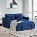 EBELLO 3 in 1 Convertible Sleeper Sofa Bed Modern Velvet Loveseat Couch Pullout Bed for Living Room Small Love Seat Lounge Sofa with Reclining Backrest Pillows and Side Storage Pocket Blue