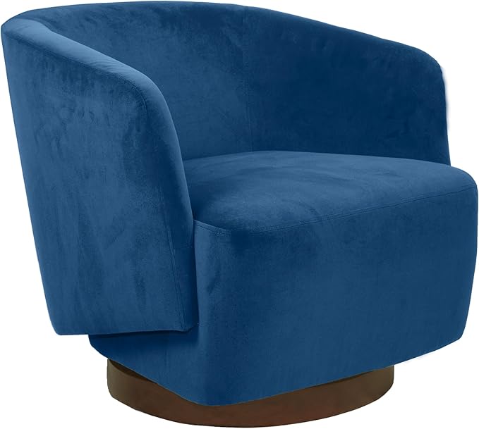 MINCETA Accent ChairModern Accent Chairs Swivel Chairs for Living Room Reading and Bedroom with Wood BaseVelvet Fabric in Navy