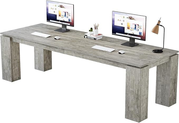 Tribesigns 86-Inch Wood Two-Person Office Desk Modern Double Computer Desk Extra Long Workstation Table for Home Office