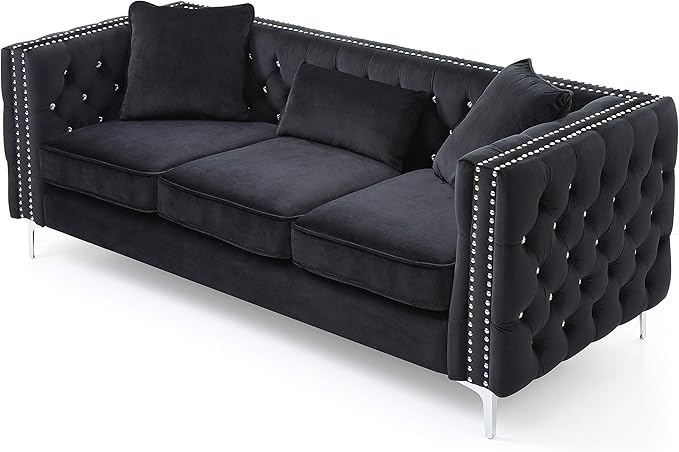 Glory Furniture Paige Sofa Black. Living Room Furniture 30 H x 86 W x 34 D