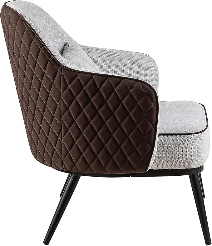 Furniture of America Dania Mid-Century Modern Tufted Faux Leather Accent Chair for Living Room Bedroom Home Office Gray
