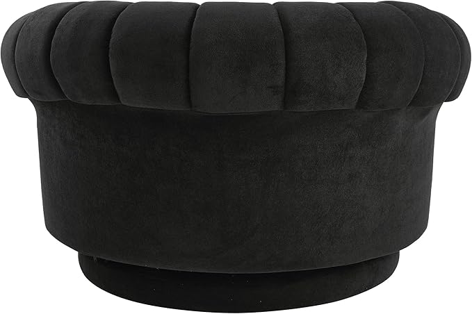 Swivel Accent Barrel Round Chair Comfy Chenille Reading Sofa Chair for Living Room Bedroom (Black)
