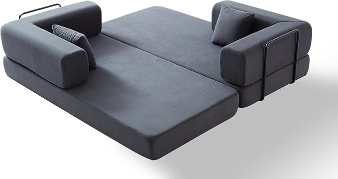 KEIKI Convertible Corduroy Sleeper Sofa Bed with Multi Position Backrest Floor Folding Mattress Sofa for Small Space Living Area Studio