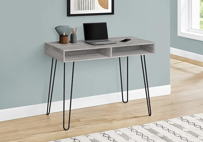 Monarch Specialties 7773 Computer Desk Home Office Laptop Left Right Set-up Storage Drawers Work Laminate Contemporary Desk-40 L Grey Black Metal 40 L x 19.75 W x 30 H