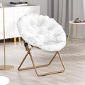 Foldable Oversized Moon Chair Large Soft Lazy Cozy Comfortable Faux Fur Round Saucer Moon Chair for Teens and Adults White