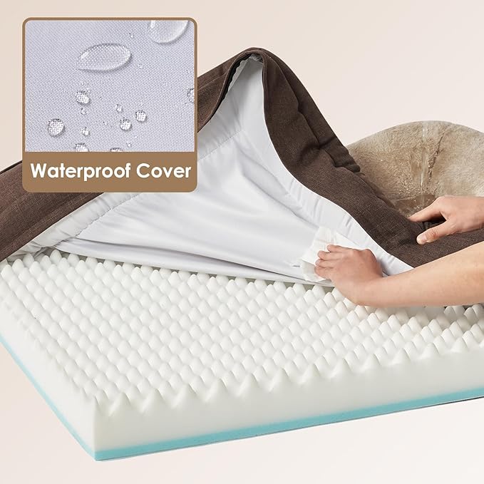 EHEYCIGA Orthopedic Dog Bed for Large Sized Dog 41x27x7.5 Inch Large Memory Foam Dog Couch Bed with Sides Waterproof Liner &amp Washable Removable Cover Bolster Pet Sofa Brown