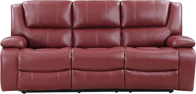 Coaster Home Furnishings - Camila - Fabric - Upholstered Motion Reclining Sofa with Wall-Hugger Design Padded Armrests and Plump Cushions - Living Room - 30-Inch - Red - 610241