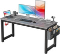 Large Computer Desk - 63 Inch Home Office Desks Study Student Writing Table Gaming Desk Wood Modern Simple Table with Storage Bag &amp Headphone Hooks Grey