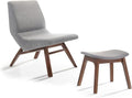 Limari Home Whitney Solid Wood &amp Fabric Accent Chair &amp Ottoman in Gray/Walnut