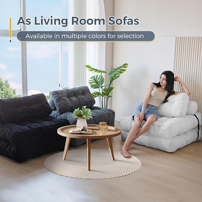 Folding Sofa Bed - Convertible Sleeper Chair with Pillow &amp Back Support Comfy Foldable Mattress Portable Futon Fold Out Chair Bed for Living Room/Bedroom/Apartment (Grey)
