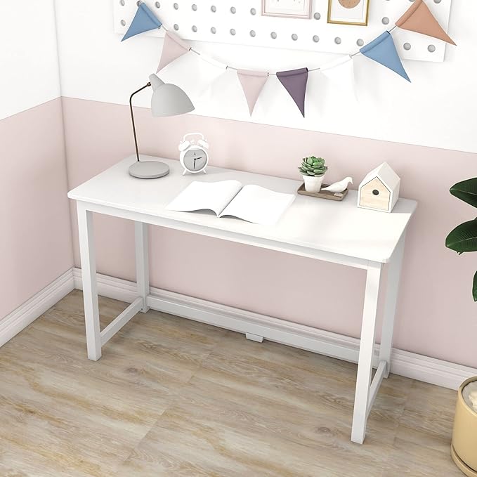 Max &amp Lily Solid Wood Desk 47 Inches White