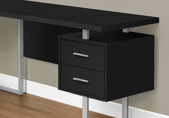Monarch Specialties I 7619 Computer Desk Home Office Corner Left Right Set-up Storage Drawers 70 L L Shape Work Laptop Metal Laminate Black Grey