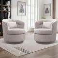 CANMOV Swivel Accent Chair Set of 2 360 Degree Round Swivel Barrel Chair with Pillow Upholstered Comfy Barrel Armchair Single Club Sofa Chair for Living Room Bedroom Reading Room (Grey*2)