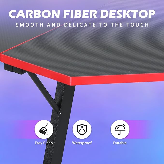 L Shaped Gaming Desk Modern Computer Desk Home Office Desks with Large Monitor Riser Stand Sturdy PC Desk for Bedroom Minimalist Black 50Inch