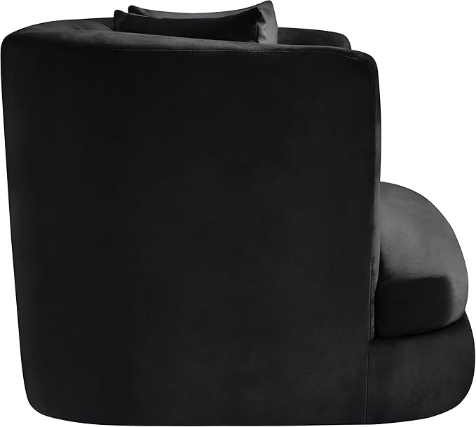 Meridian Furniture 699Black-C Alder Collection Modern | Contemporary Chair with Ultra Luxe Black Velvet 460 GSM Velvet Solid Wood Frame 38 W x 36 D x 30 H Black