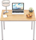 Need 31 Inch Small Computer Desk Modern Simple Style Writing Desk for Home Office Basic PC Work Desk with White Metal Frame Teak