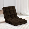 Floor Chair 24 inches Wide Oversized Velvet Armless Lay Flat Floor seat Padded Meditation Chair with 6 Adjustable Position Ergonomic Comfortable Convenient(LRSF-015-BROWN)