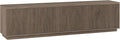 Henn&ampHart Fluted TV Stand for TVs up to 85 with 2 Concealed Ribbed Storage Cabinets and Adjustable Shelves for Living Room Family Room or Office Weathered Gray