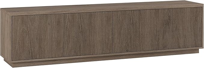 Henn&ampHart Fluted TV Stand for TVs up to 85 with 2 Concealed Ribbed Storage Cabinets and Adjustable Shelves for Living Room Family Room or Office Weathered Gray