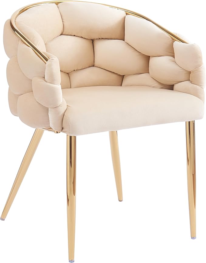 Luxury Handmade Accent Chair with Gold Legs Modern Velvet Armchair for Living Room and Bedroom
