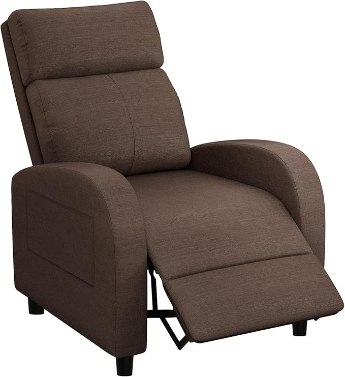 Homall Recliner Chair Recliner Sofa for Adults Recliners Home Theater Seating with Lumbar Support Reclining Sofa Chair for Living Room (Fabric Brown)