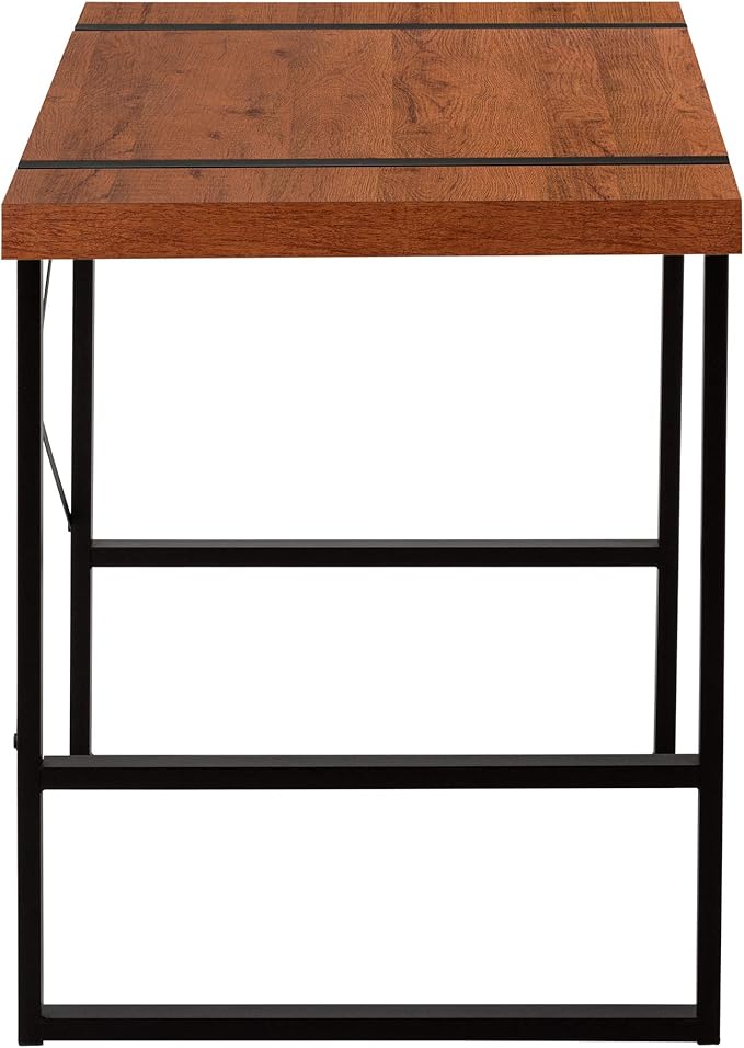 Computer Desk Home Office Laptop 48 l Work Brown Laminate Black Metal Contemporary Modern