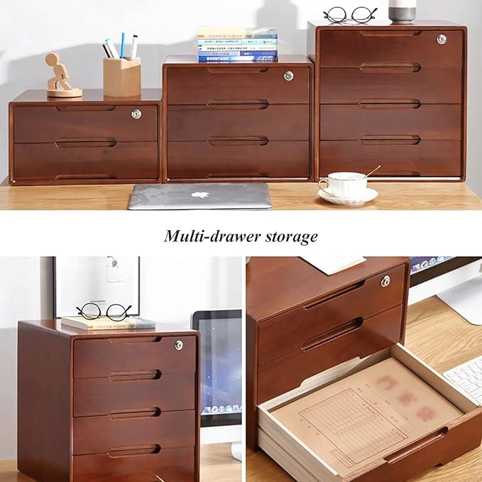 Desktop File Cabinet Solid Wood Filing Cabinet Desktop Organizer Storage Box 4 Floor Storage Box Shelf Small Office Desktop Storage Box Chest of Drawers Put A4 Paper