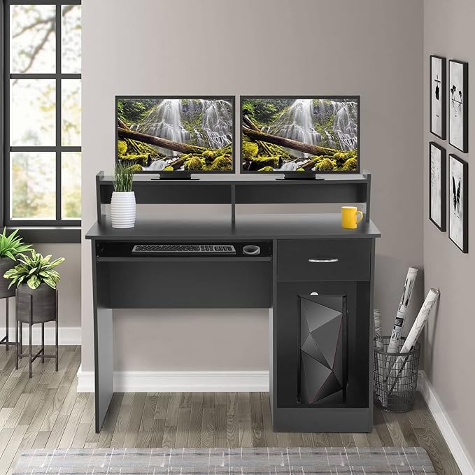 PayLessHere Office Desk Computer Desk with Drawers Keyboard Tray 43 Study Writing Desks for Home with Storage Shelves Desks &amp Workstations
