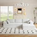 Boneless Couch Corduroy Sectional Sofa Cloud Couches Deep Seat L-Shaped Sofa No Assembly Pet-Friendly Apartment Couch for Small Spaces (Beige L Shape with Right Facing Chaise)