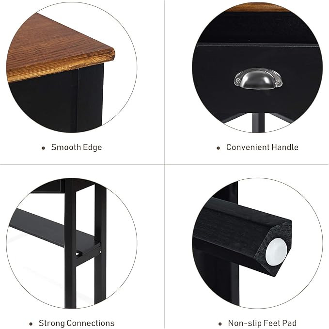 GOFLAME Computer Corner Desk Wood Compact Home Office Writing Workstation with Drawer and Shelves Laptop PC Corner Table for Small Space Home Office Coffee