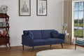 72 Retro Velvet Sofa Bed - Vintage Modern Convertible Futon w/Reclining Backrest - Velvet Upholstery on Solid Wood Frame (72 L x 34.6 W x 30.23 H) Dark Blue