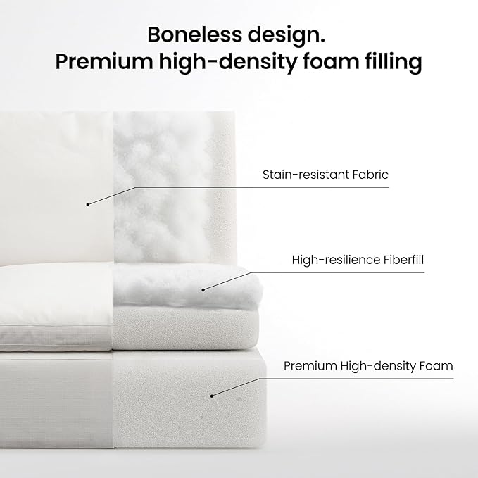 Cloud Couch Sectional Oversized Modular Sofa with 35'' Deep Seat Boneless Couch Comfy Stain-Resistant White Sectional Couches for Living Room Apartment 3 Seater