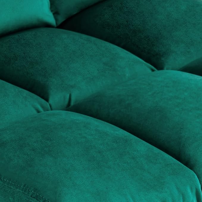MCombo Velvet Accent Chair with Ottoman Set Modern Armless Chair for Living Room Bedroom Small Space 0014 (Velvet Dark Green)