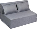 Folding Sofa Bed Twin Size Foldable Sleeper Chair with 2 Pillows Convertible Futon Sofa Bed with Washable Cover Fold Out Couch for Living Room Dorm Guest Room Standard Size Light Grey