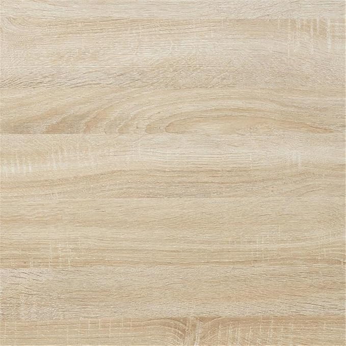 Pemberly Row Modern Double Trestle Desk Natural Wood Finish 54 in x 20 in x 29.5 in Particle Board and MDF Spacious Desktop with 4 Shelves Home Office Desk for Studying or Working from Home