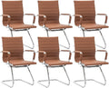 CIMOTA Waiting Room Chairs Set of 6 Leather Office Guest Chair Mid Back Reception Chairs with Sled Base for Meeting/Patient/Conference Room Coffee 6PCS