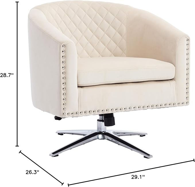 Swivel Barrel Chair Living Room Chair with Nailheads and Metal Base