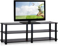 Furinno Turn-S-Tube No Tools 3-Tier Entertainment TV Stands Dark Cherry and Black