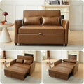 Brown Convertible Sofa Bed 3-in-1 Sleeper Sofa with Pull-Out Bed PU Leather Futon Couch with Adjustable Backrest USB Port for Living Room Bedroom Apartment RV (Brown)