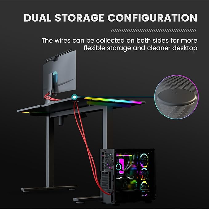 GTPLAYER RGB Electric Standing Desk Height Adjustable Gaming Desk - Computer Desk with Mouse Pad Home Office Desk