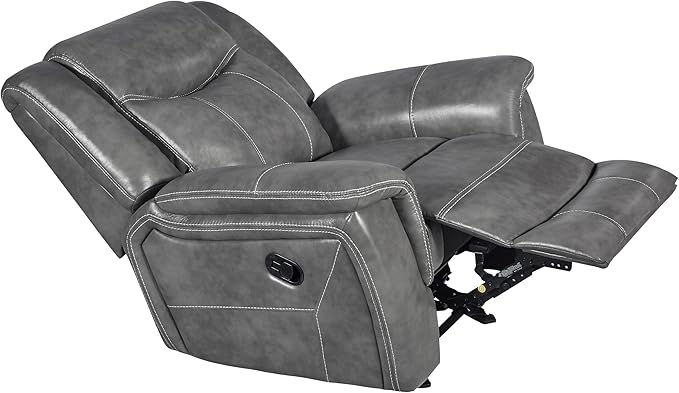 Coaster Home Furnishings - Conrad - Leatherette Upholstered Glider Recliner Chair with Overstuffed Arms Pocket Coil Seating and Ergonomic Lever - Living Room - 33-Inch - Gray - 650356