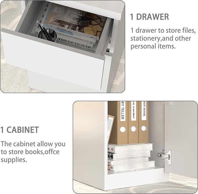 White Desk with Drawers 55 Inch Small Computer Desk with Storage Cute Home Office Desk for Study Vanity Gaming Modern Computer Desk for Bedroom and Office White