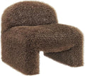 Modway Mina Faux Fur Accent Chair in Brown -Furry Slipper Lounge Chair for Bedroom Or Living Room
