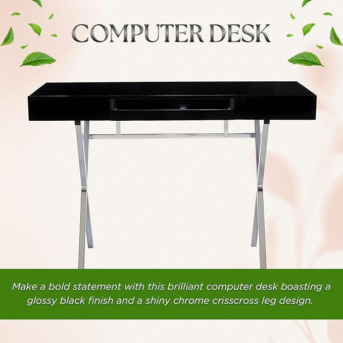 Kings Brand Furniture Contemporary Style Home &amp Office Desk Black/Chrome