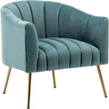 Modern Velvet Tub Chair Armchairs Barrel Accent Dinning Chair with Gold Plated Metal LegsThick Soft Padded Seat for Living Room