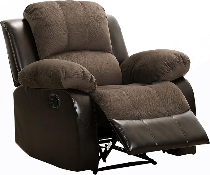 Lexicon Baluze Faux Leather Wall Hugger Recliner Chair for Living Room Office RV - High-Density Foam Sturdy Solid Wood Frame - Chairs Living Room Recliners for Small Spaces - Brown Shades