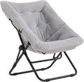 Tiita Comfy Saucer Chair Soft Faux Fur Oversized Folding Accent Chair Lazy Chair for Teens Adults Metal Frame Moon Chair for Bedroom Living Room Dorm Rooms X-Large Grey