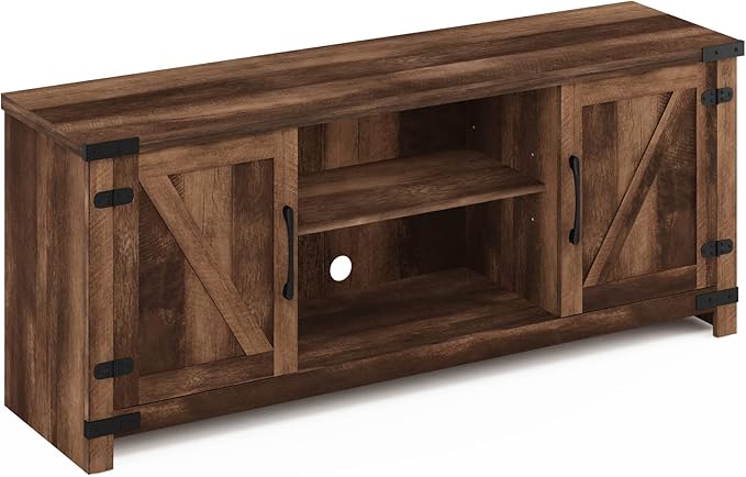 Furinno Cabinet Stand with Storage for TV up to 65 Inch 70 Inch Rustic Brown
