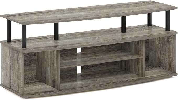 Furinno Jaya Large Entertainment Center Hold up to 55-in TV Inch French Oak/Black
